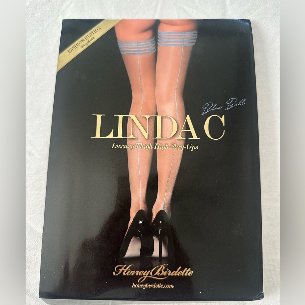 Honey Birdette Linda C "Blue Bell" Striped "Stay Ups" Thigh Highs Size Small